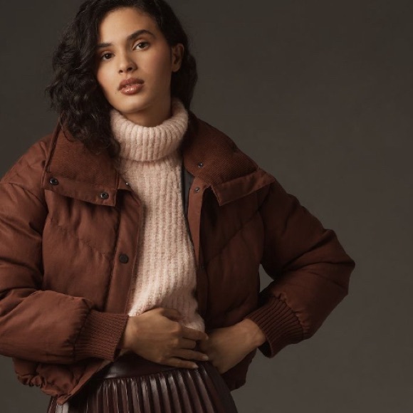 Anthropologie Pilcro Exaggerated Collar Cropped Puffer Jacket - Picture 5 of 11